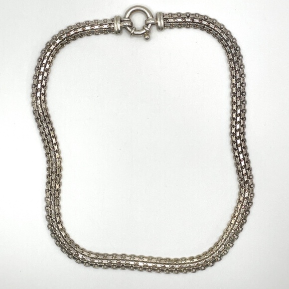 Milor 925 Italy Signed Sterling Silver Bismarck Chain Necklace Unisex - Picture 4 of 10